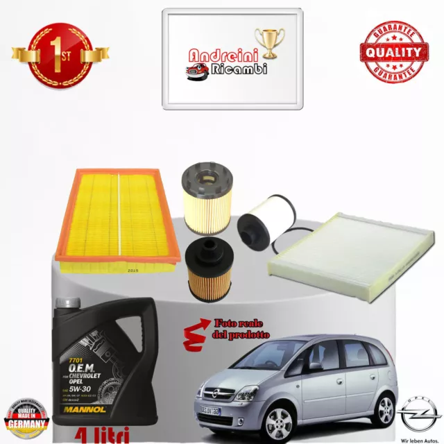 KIT TAGLIANDO FILTRI + OLIO xOPEL MERIVA A 1.3 CDTi 55KW 75CV DAL 2005 -> 2010