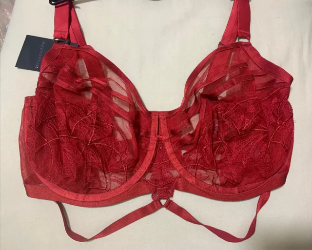 M&S AMY LADIES Red Mix Laced Padded Underwired Bra - Size UK 32E / EUR 70F  £15.00 - PicClick UK