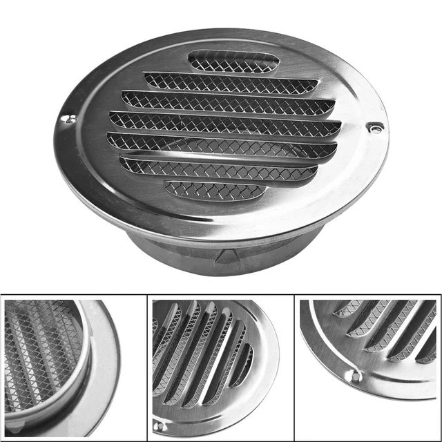 Stainless Steel Round Air Vent Outlet with Mesh 80mm 160mm Easy Fixation