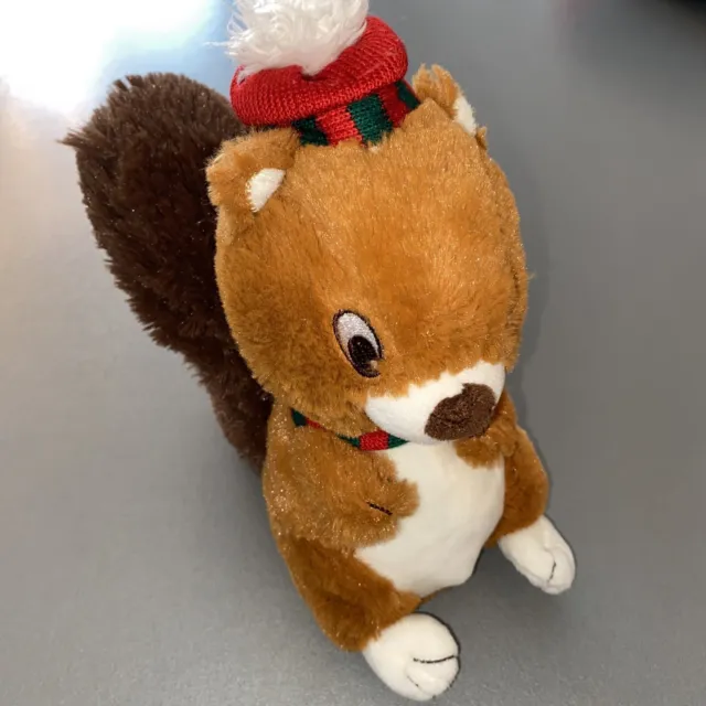 Peluche doudou écureuil brun marron SERGENT MAJOR SGMJ bonnet écharpe 20 cm NEUF