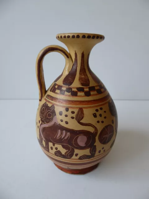 Vintage Greek Museum Corinthian Exact Copy 700 BC Pottery Pitcher Vase