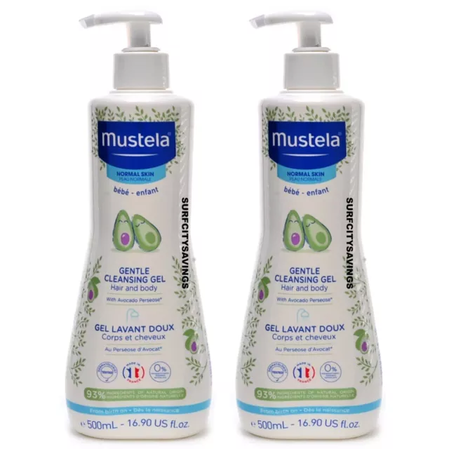 2 pack Mustella Baby Gentle Cleansing Hair & Body Gel w/ Avocado, 16.9oz Exp4/25