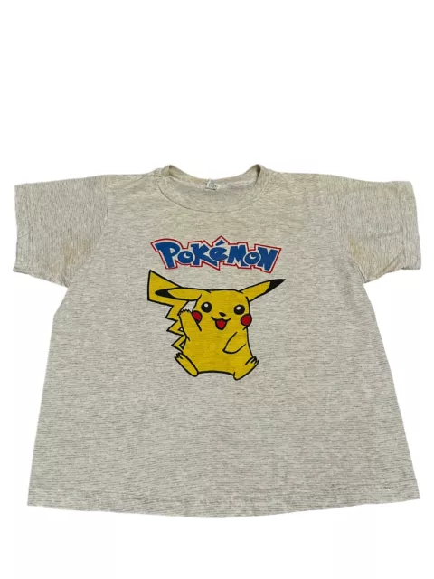 Vintage Pokemon Nintendo Youth XXL Gray T-Shirt Y2K Pikachu 17x19