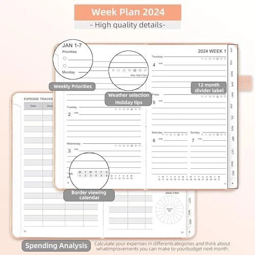 PLANNER 2024, AT a Glance 2024 Calendar 12 Monthly Planner and Weekly