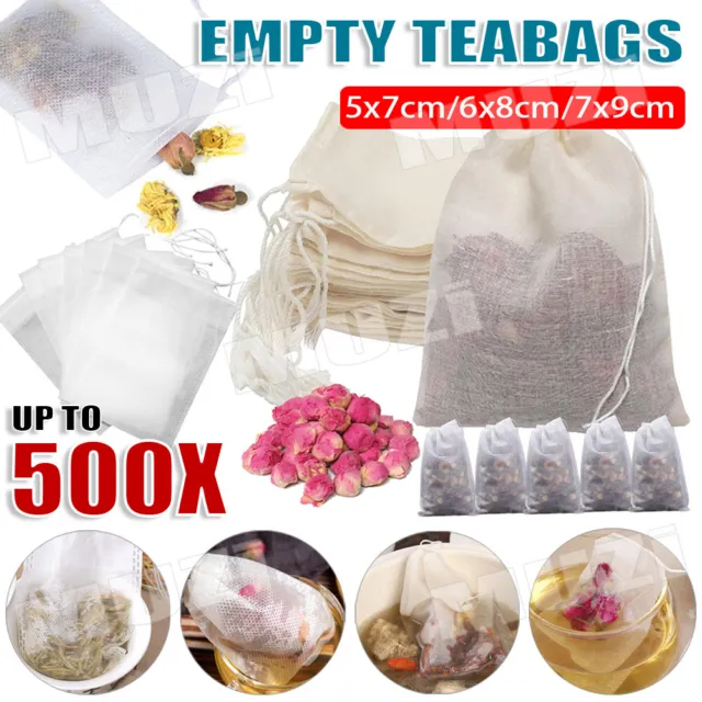 UP TO 500X Empty Teabags String Heat Seal Filter Paper Herb Loose Tea Bags NEW
