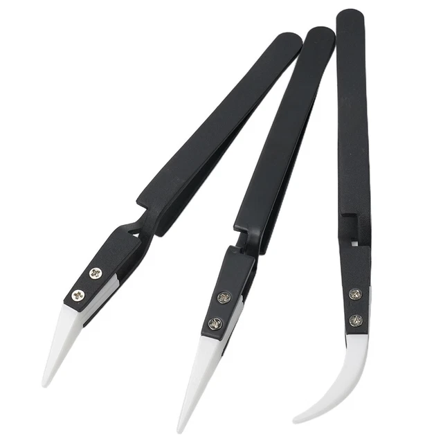 Set 8 Pinzette Antistatiche In Plastica | Per Elettronica, Saldatura, Precisione | Professionale