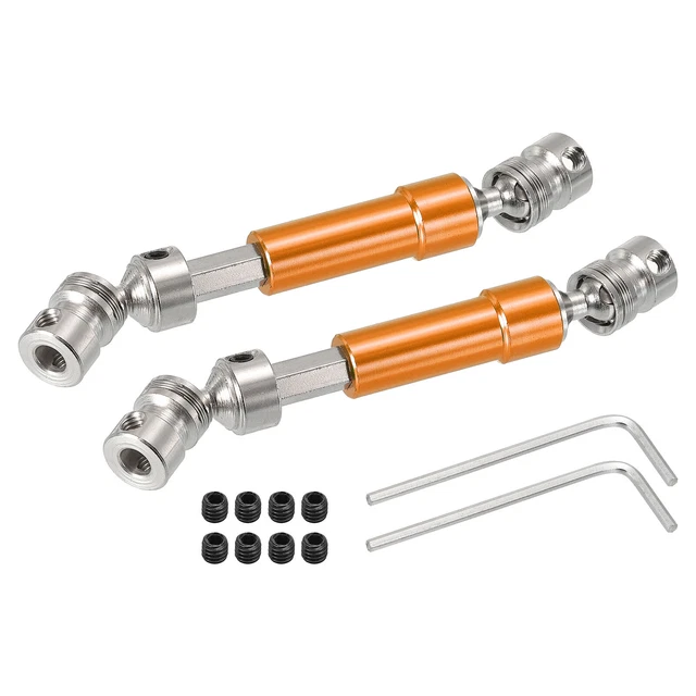RC Drive Shaft CVD Rear Center Drive Shaft with M4 Grub Screws Metal Orange 2Pcs