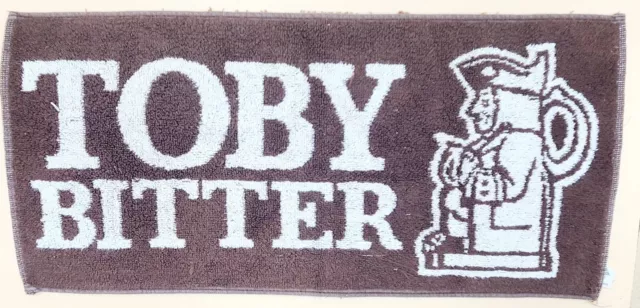 Vtg TOBY BITTER Terry Cloth Pub Bar Towel, 18" x 8", Brewery Advertising Tavern