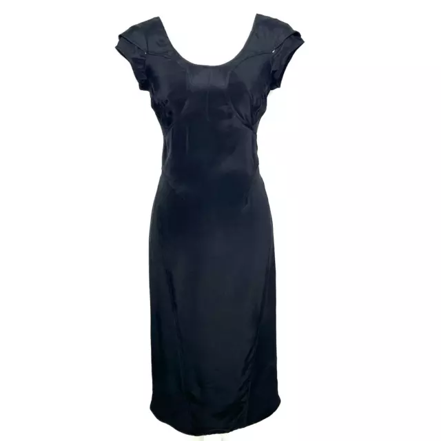 Zac Posen Black Cocktail Dress Size 6 Stretch Silk Knee Length LBD NWT ARV $1790