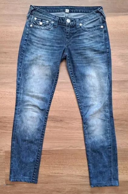 True Religion Women's Skinny Blue Jeans Size 28 Flap Pockets