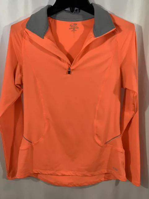 Champion Semi Fitted Women’s 1/4 Zip Pullover Shirt Orange Size Medium