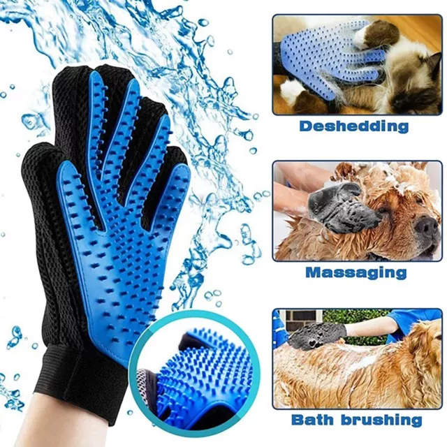 New Pet Dog Cat Grooming Glove Deshedding Brush Fur Remover Mitt Left Right Hand