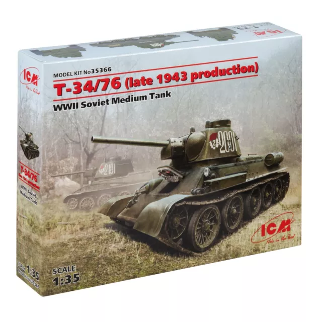 ICM 35366 Scale model kit tank 1:35 Т-34/76 (late 1943 prod.) WWII Soviet medium