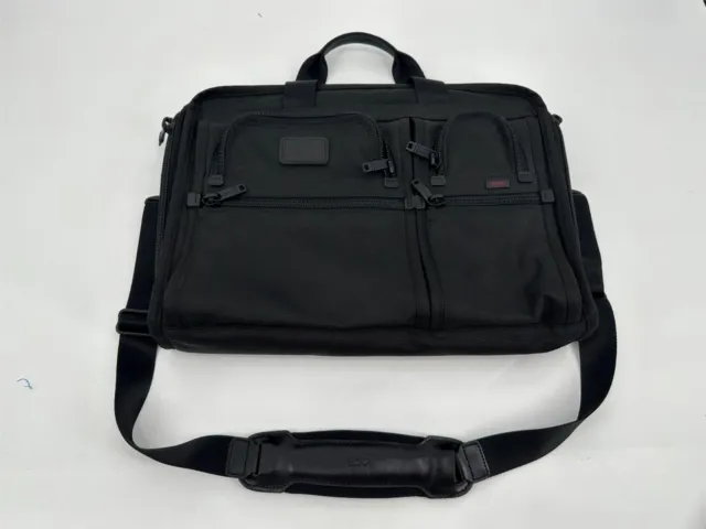 Tumi Alpha Briefcase 26114DH Business Bag Nylon Black Leather Laptop