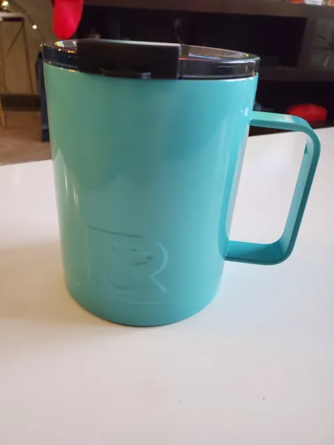 RTIC Coffee Cup Mug w/ Handle 12oz Tumbler Rambler Lid teal Used