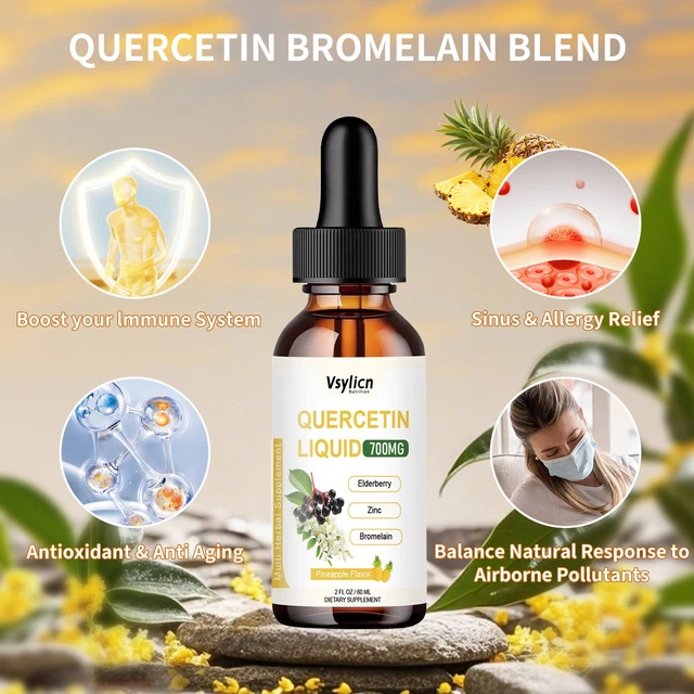 QUERCETIN 700MG LIQUID Drops - Antioxidant, Anti-Histamine for Immune ...