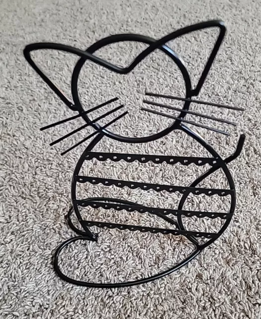 Cat Kitten Shape Earring Holder Metal Wire Black