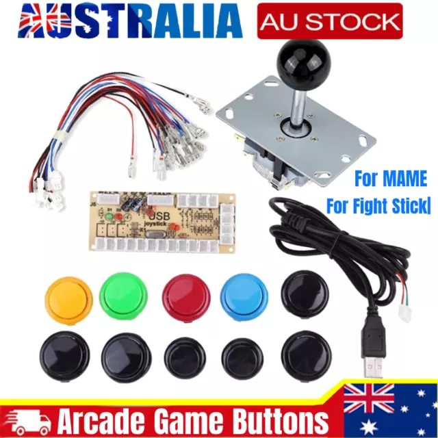 Arcade Buttons and Joystick Kit Controller Zero Delay USB Encoder DIY MAME Games