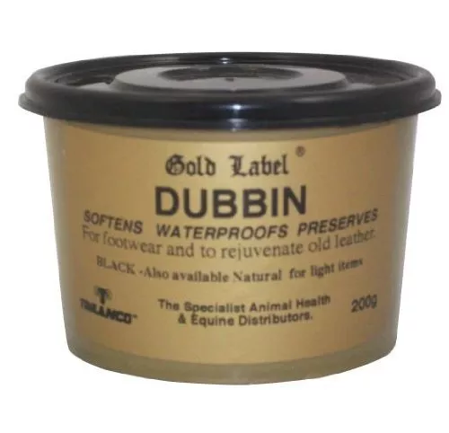 Gold Label Dubbin wasserdicht konserviert, Fußbekleidung und altes Leder schwarz 200G