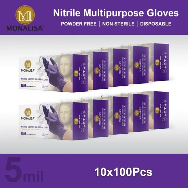 5 Mil Monalisa Purple Nitrile Gloves Powder Free Latex Free Medium Size 1000 Ct