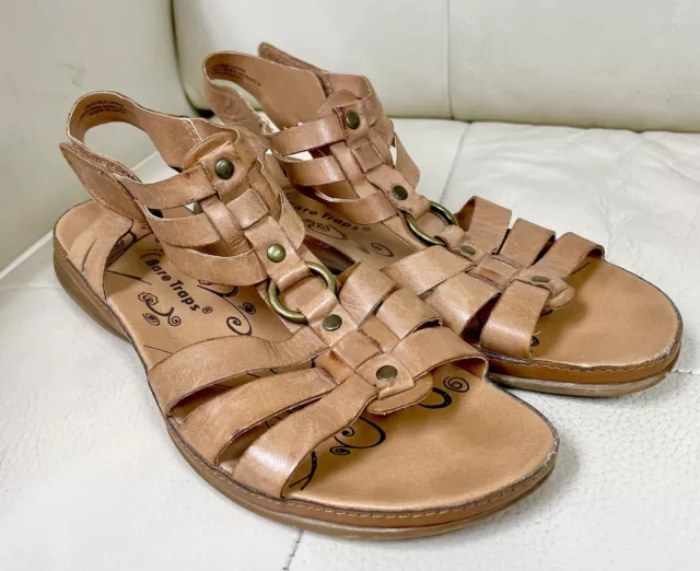 Bare Trap DELIA Tan Leather Sandals Ankle Strap Size 6M Womens