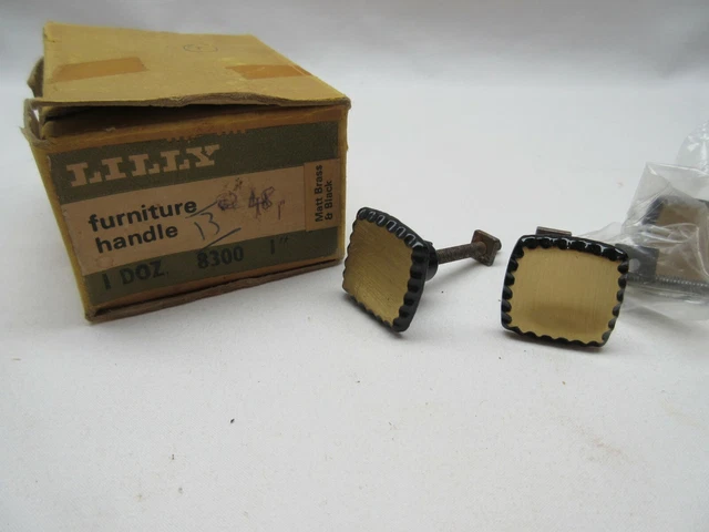 4 boutons tiroirs de porte vintage rétro Lilly 8300 noir & laiton NEUF 2
