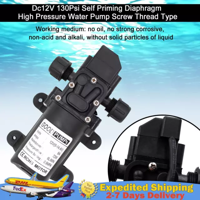 Dc12V 130Psi Self Priming Diaphragm High Pressure Water Pump Screw Thread Type