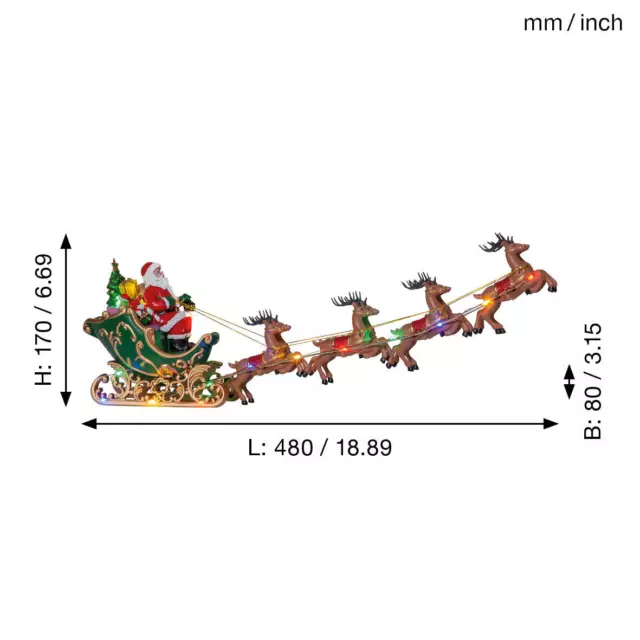 LED Weihnachtsdeko Weihnachtsmann mit Schlitten Weihnachtsbeleuchtung mit Timer 3