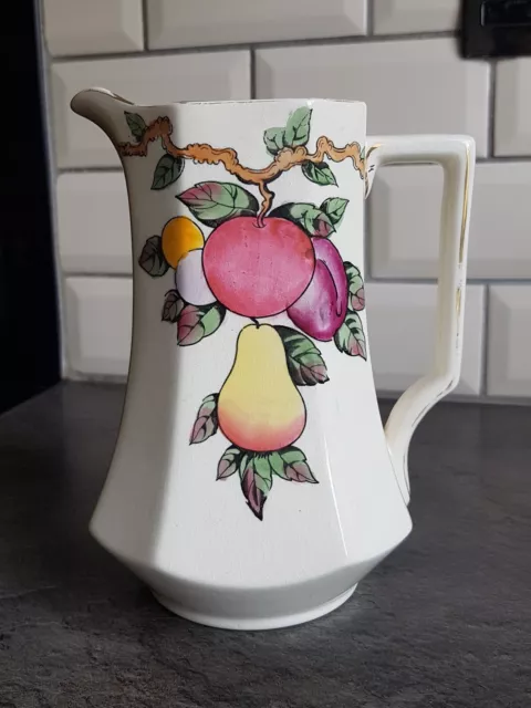 Vintage Art Deco Crown Devon Jug Hand painted Fruit 'Autumn' Pattern