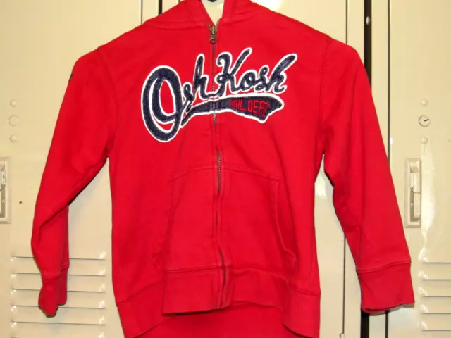 OshKosh B'Gosh Red Zip Up Hoodie Sweatshirt Unisex Boys Size 6