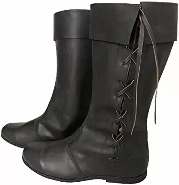Dgh Médiéval Bottes Cuir Renaissance Viking Pirate Dentelle De FS