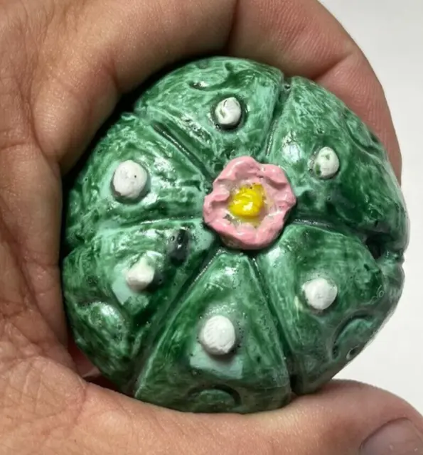 Cactus Peyote Pendant & Flower  Hand Made  Figurine Shaman/ Cold  Clay Mini