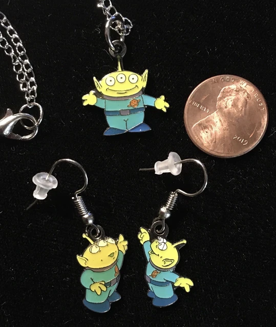 NEW DISNEY PIXAR TOY STORY ALIEN Necklace & Earrings - adjustable 18-20" length