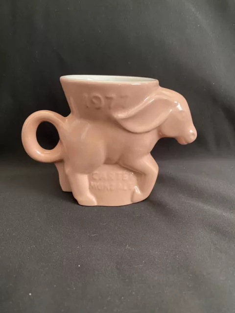 Frankoma DEMOCRAT DONKEY Mug 1977 Pink Handle Pottery