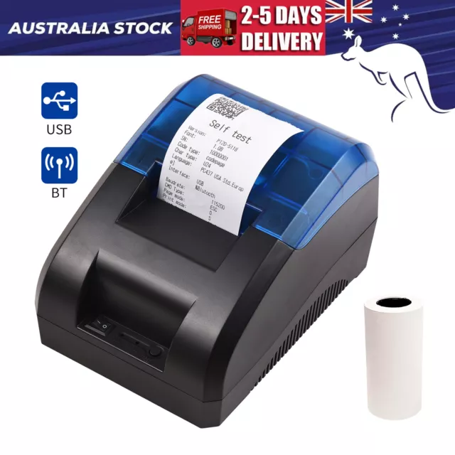 58mm Thermal Receipt Printer USB & BT Barcode Logo Printing with 1 Roll Paper AU