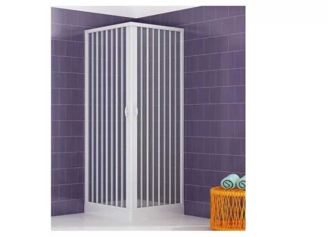 Mampara de ducha EASY KIT en PVC para baño abertura angular 2 puertas 80 x 80 cm