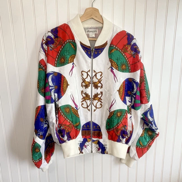 Vintage 1980s 1990s Silky Hot Air Balloon Bomber Jacket