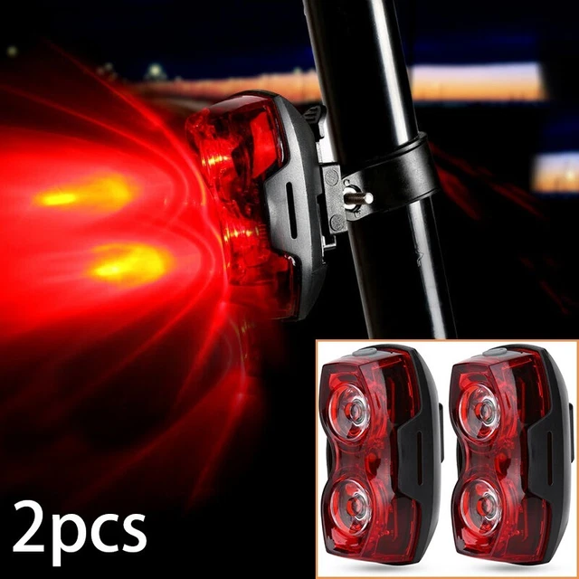 2X Cyclisme Feux Vélo Bicyclette 2 LED Dos Arrière Queue Sécurité Lampe Feu