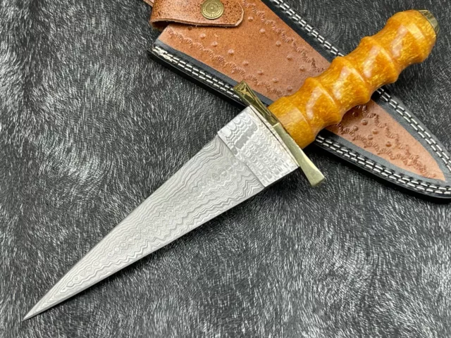 12''Custom handmade Damascus steel Bowie Knife Dagger Knife Hunting Knife W/SHT