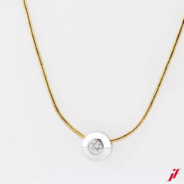 NECKLACE WITH SOLITAIRE Pendant 18K Yellow Gold 1 Brilliant 0,05 CT ...