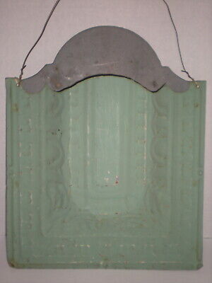 Vintage Tin WALL POCKET for MAIL letters Ceiling panel Nice PRIMITIVE