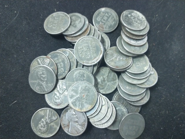 Roll of 50 1943 Steel Lincoln Wheat Pennies WWII Wartime Cents