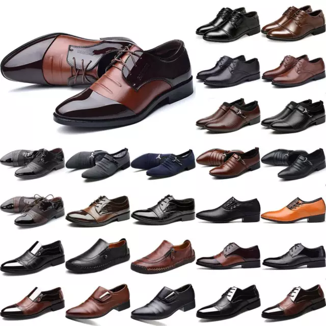 Mens Formal Leather Italian Work Wedding Pointy Toe Smart Business Shoes Size·