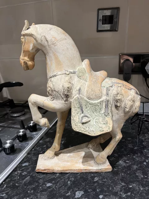 A Rare chinese antique Tang Dynasty Sancai pottery Horse(35cm)