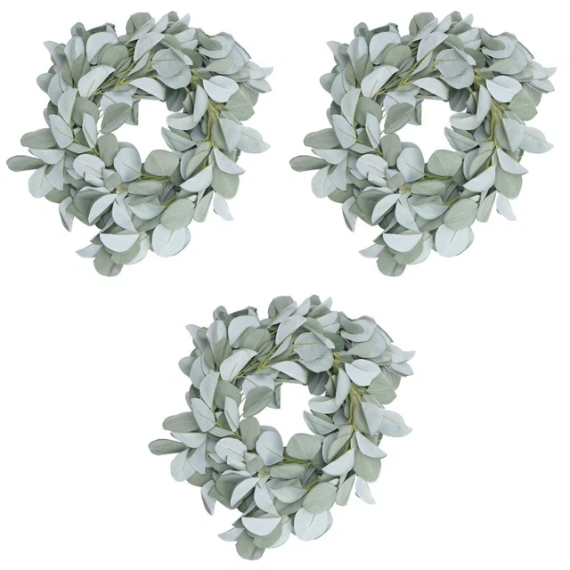 3 piezas Decoración Simulada Viñas Falsa Hoja Verde Corona Puerta Colgante Guirnalda