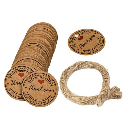 Kraft 100x Merci Étiquettes en papier Kraft Étiquettes Étiquettes cadeaux 