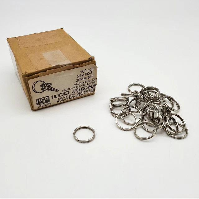 100x Ilco Split Key Ring 3/4" 20MM 262-00-8 UK Made Vintage NOS