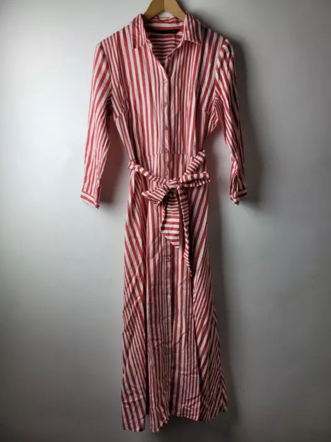 Red and white striped dress zara cheap