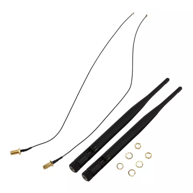 2x 6dBi 2.4GHz 5GHz Dual Band WiFi RP-SMA Antenna + 2x 35cm U.fl / IPEX Cable UK