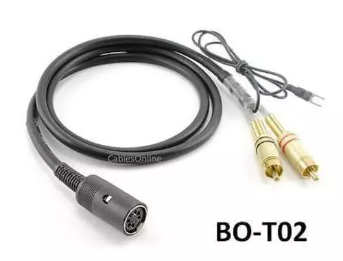 3ft Din7 Female to Gold 2-RCA Male TurnTable Cable w/ Ground